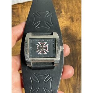 Steve Soffa Hard Core WATCH Biker Y2K HCW-400 Japan Mov’t Leather Strap Cross